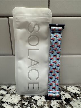 Solace Blue Sailboat Print Watch Band Size M-Fits Apple Watch 38/40/41/42